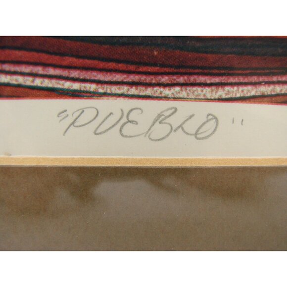 Southwest Pueblo Landscape Framed Art Modernist Signed Greg Kyle 1983 Vintage - Picture 5 of 12